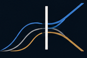 OpenK Research, three distribution curves resolving into a K